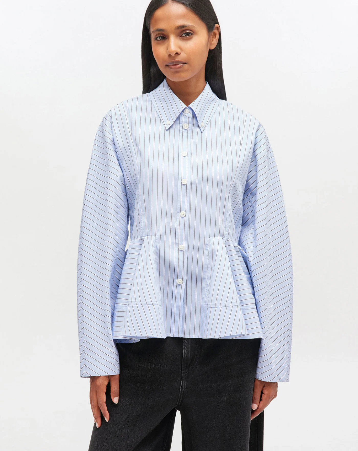 Camisa Ganni Stripe Peplum Shirt - Image 5