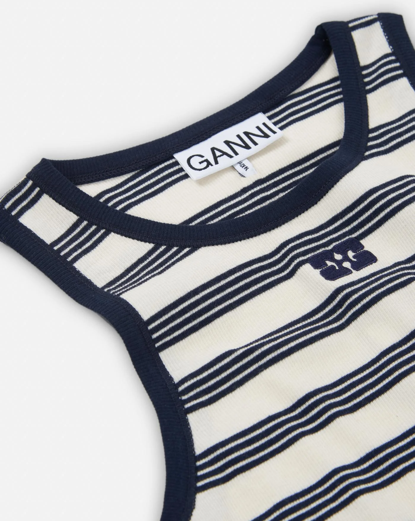 Top Ganni Striped Soft Cotton Rib Tank Top - Image 14