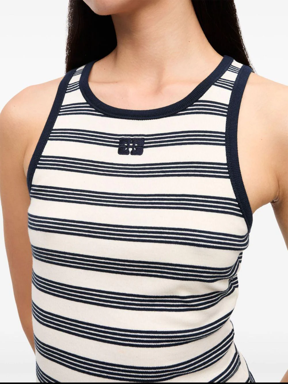 Top Ganni Striped Soft Cotton Rib Tank Top - Image 8