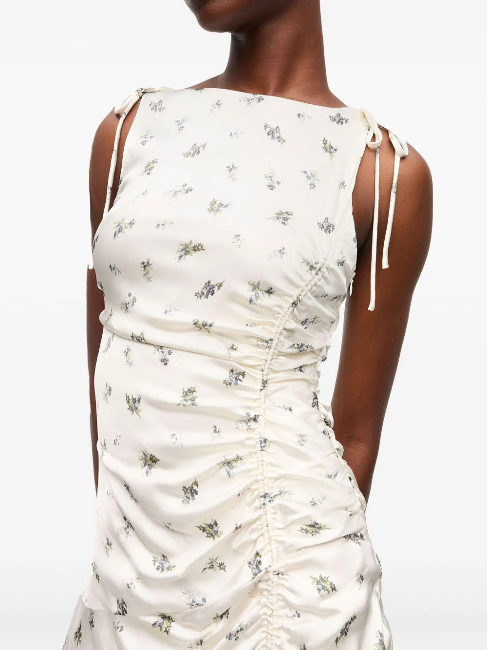 Vestido Ganni Printed Satin Gathered Long Dress - Image 10