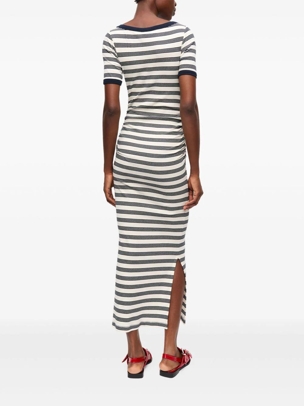 Vestido Ganni Striped Soft Cotton Rib Short Sleeve Dress - Image 3