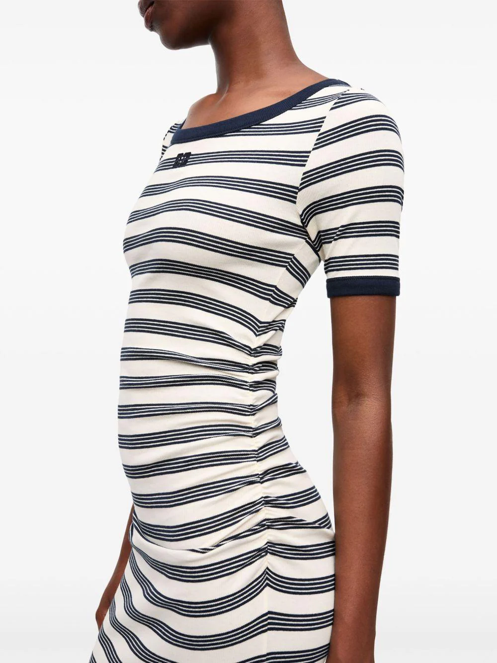 Vestido Ganni Striped Soft Cotton Rib Short Sleeve Dress - Image 7
