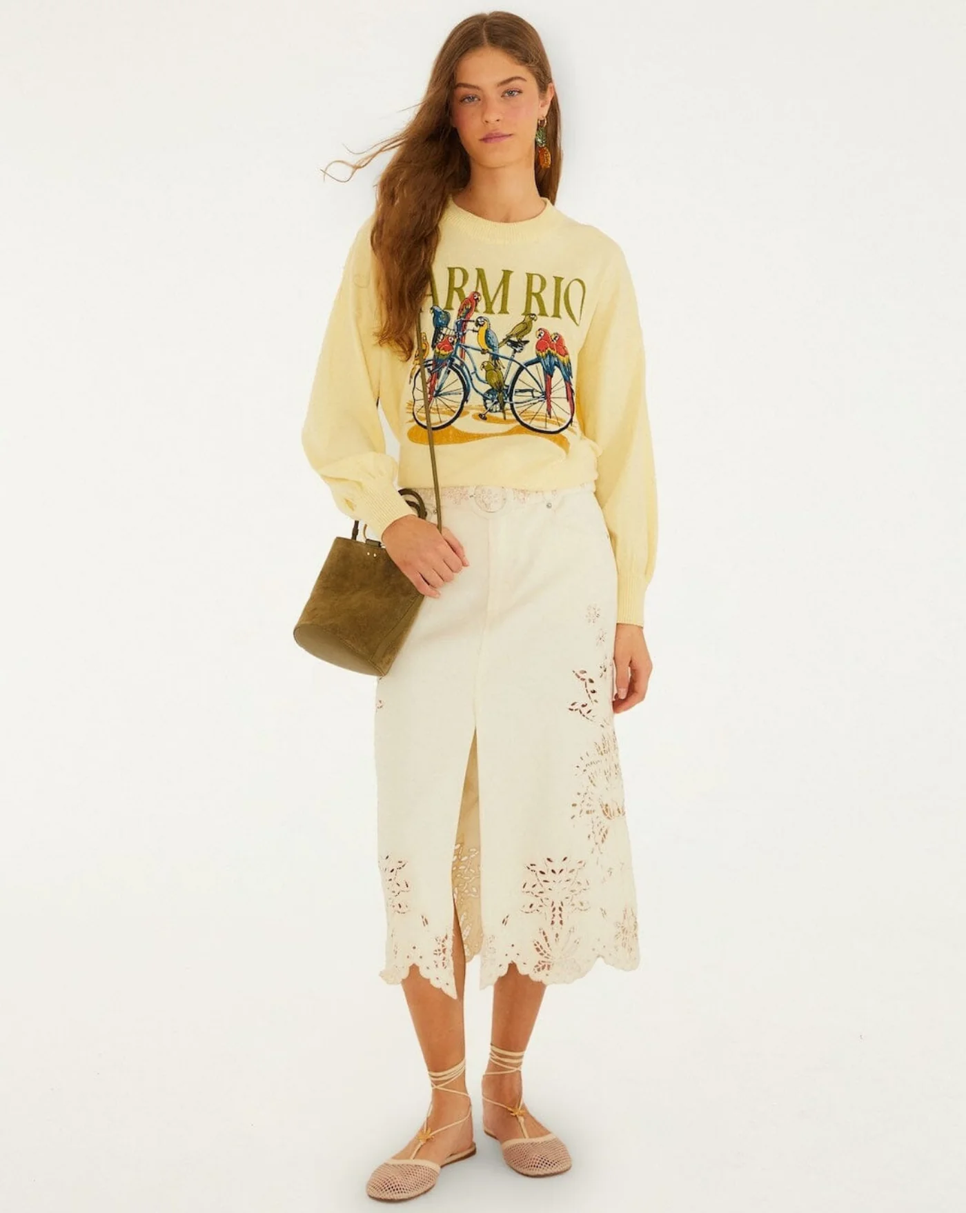Jersey Farm Rio Birds Bicycle Embroidery Sweater - Image 2