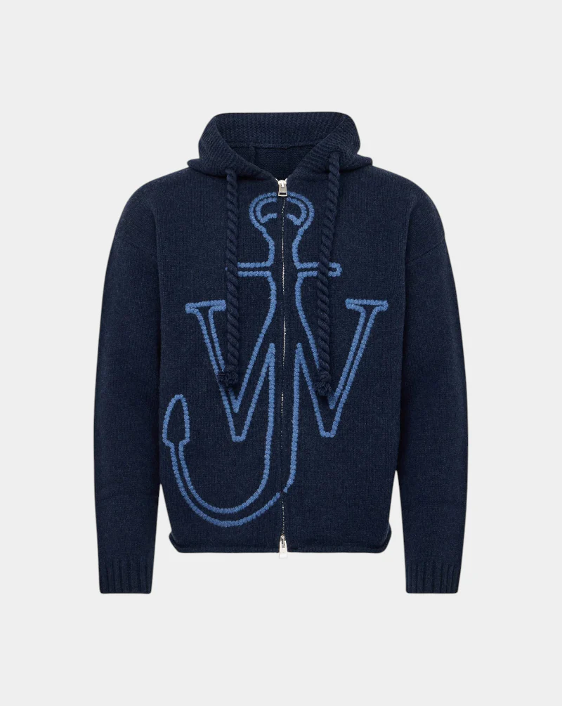 Jersey Jw Anderson Anchor Embroidery Zipped Hoodie