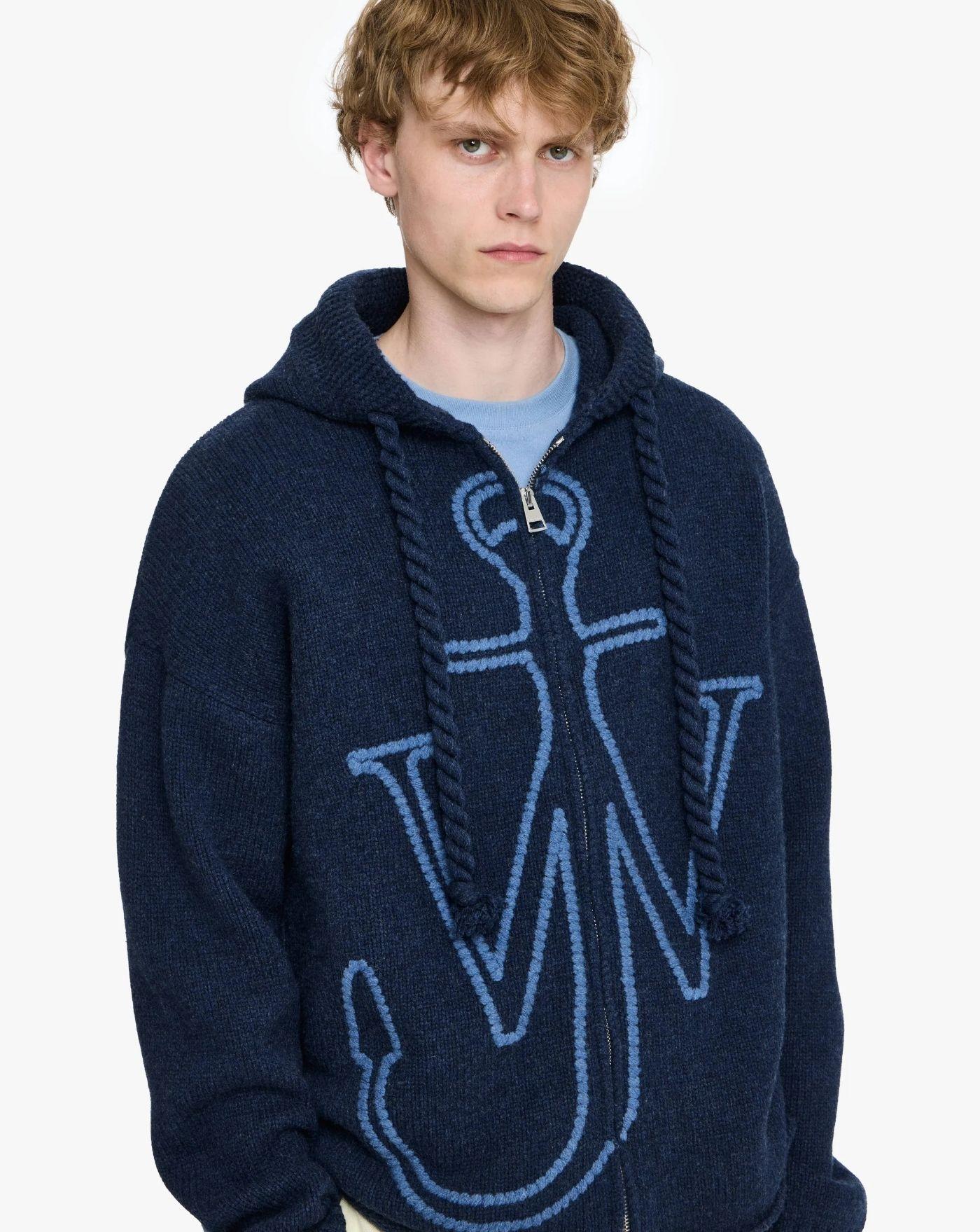 Jersey Jw Anderson Anchor Embroidery Zipped Hoodie - Image 7