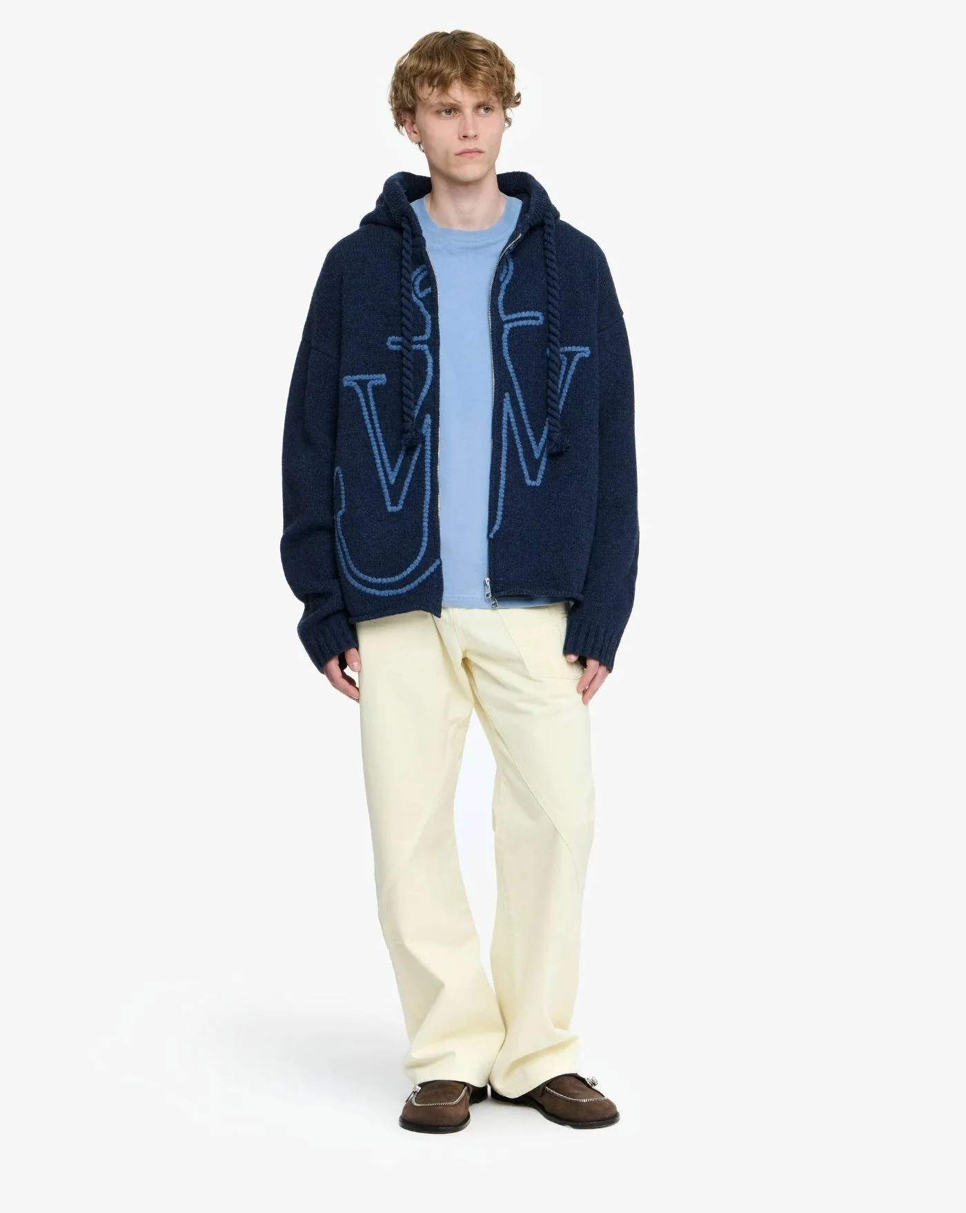 Jersey Jw Anderson Anchor Embroidery Zipped Hoodie - Image 9