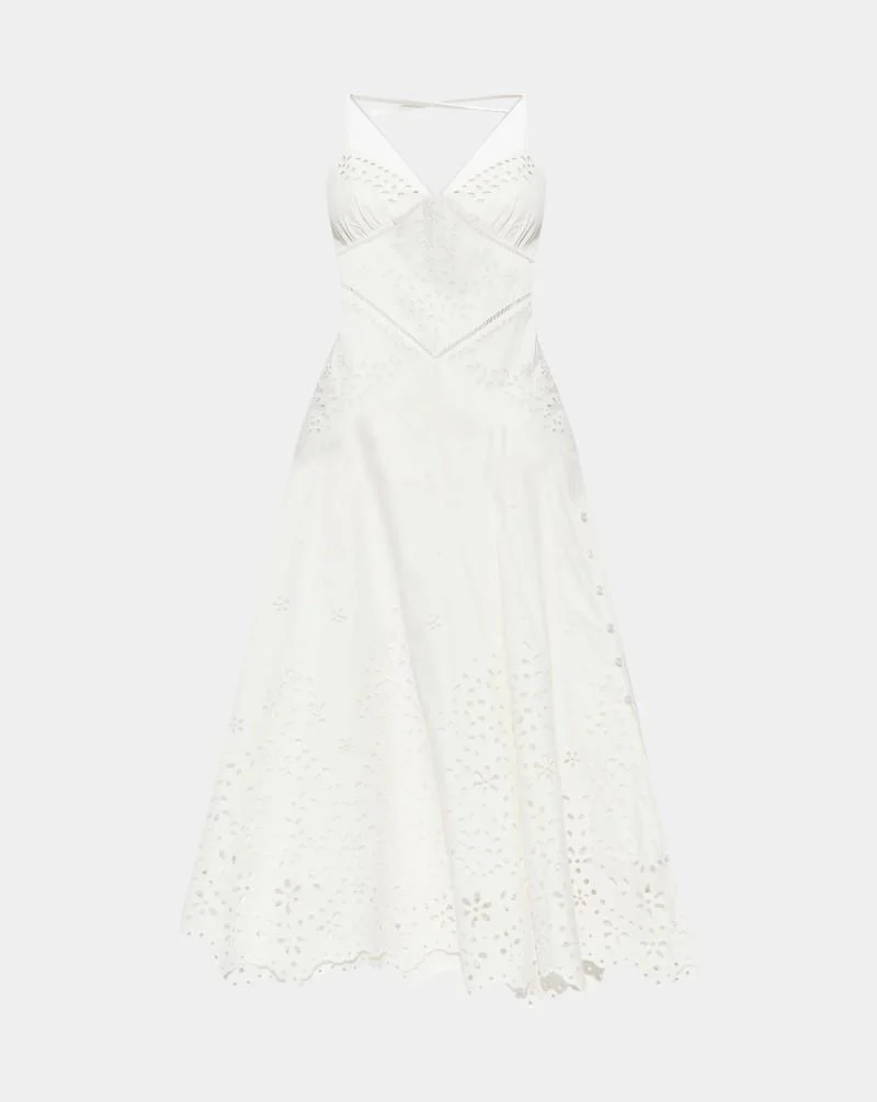 Vestido Self Portrait Cotton Embroidered Mini Dress