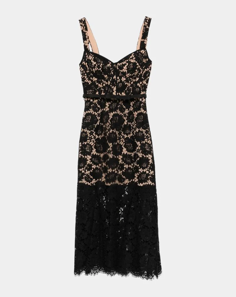 Vestido Self Portrait Fina Lace Midi Dress