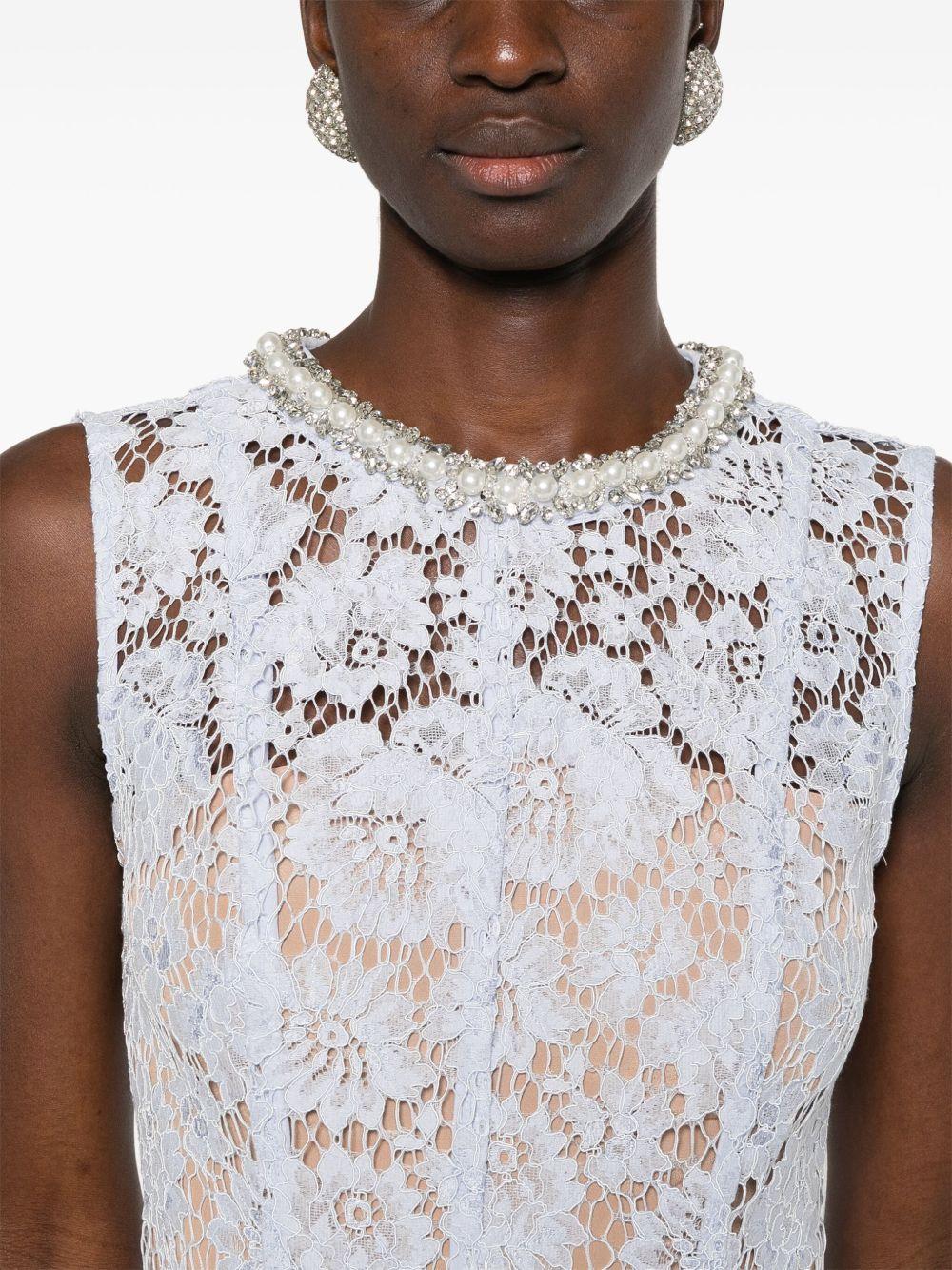 Vestido Self Portrait Fine Lace Pearl Midi Dress - Image 6
