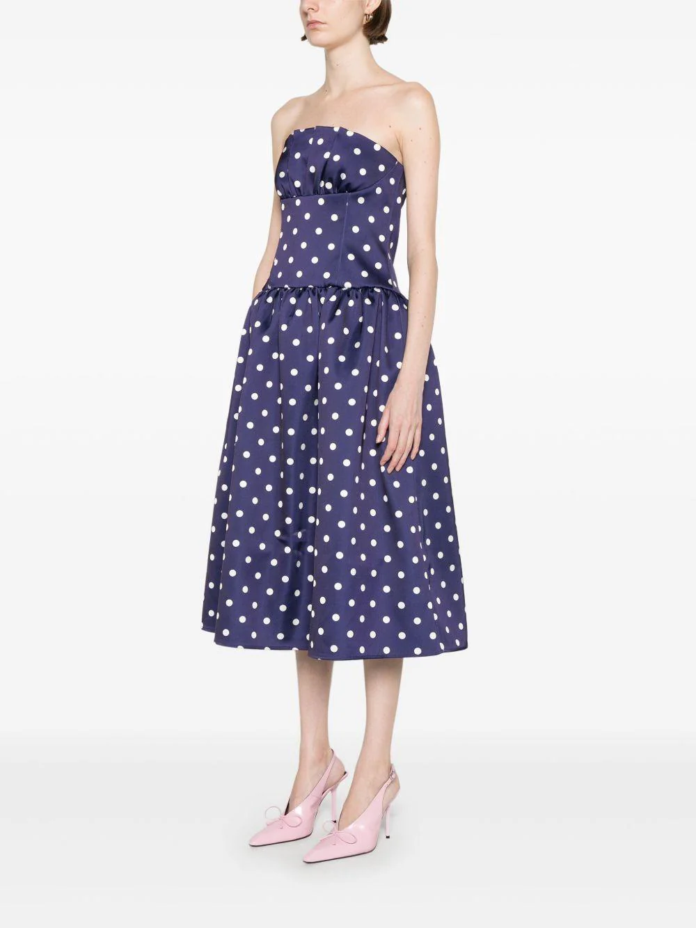 Vestido Self Portrait Polka Dot Satin Mini Dress - Image 6