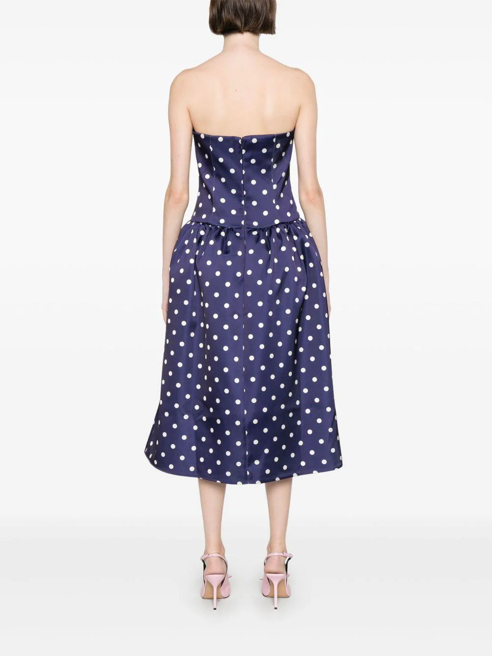 Vestido Self Portrait Polka Dot Satin Mini Dress - Image 7