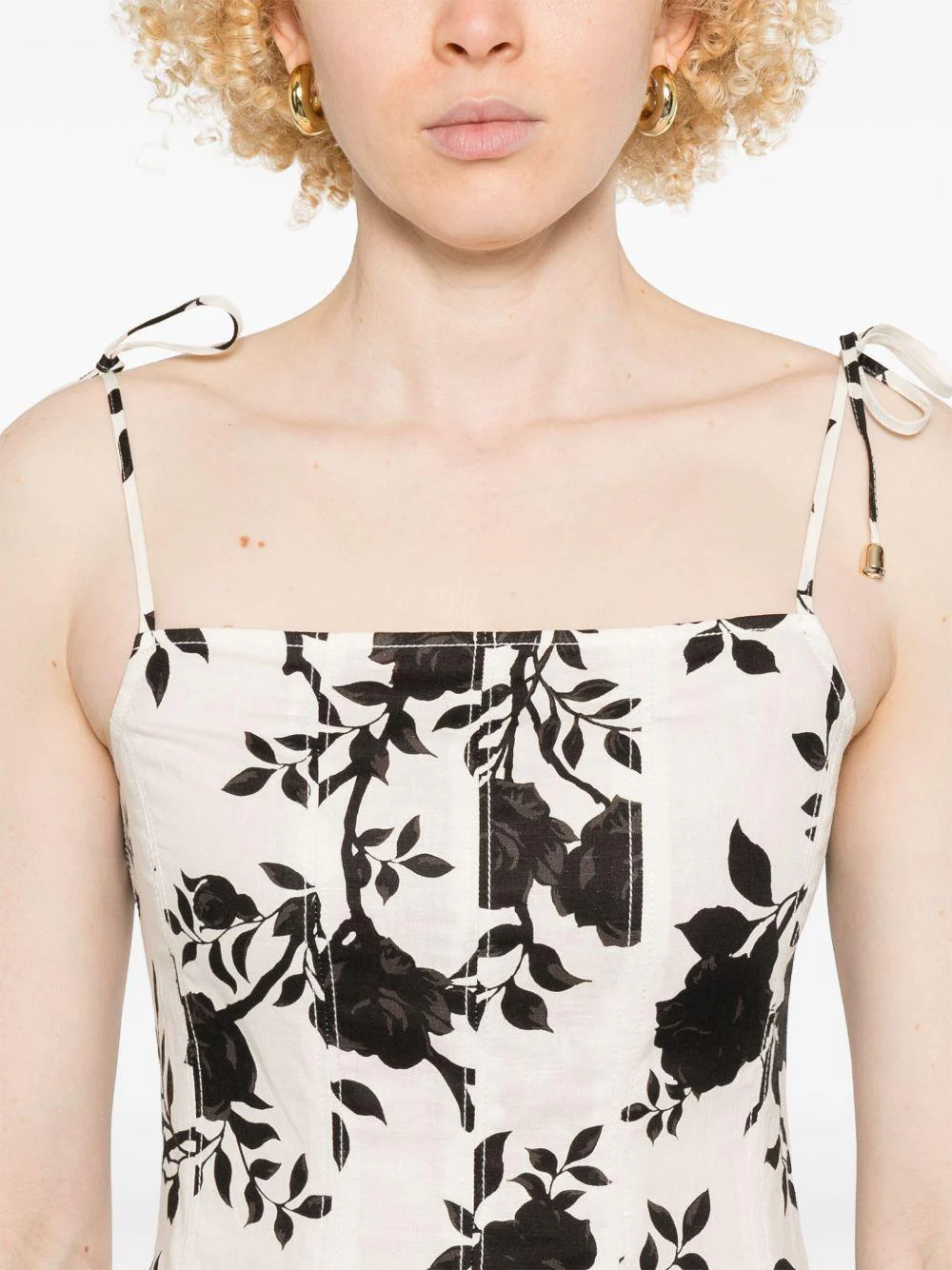 Vestido Self Portrait Print Linen - Image 3
