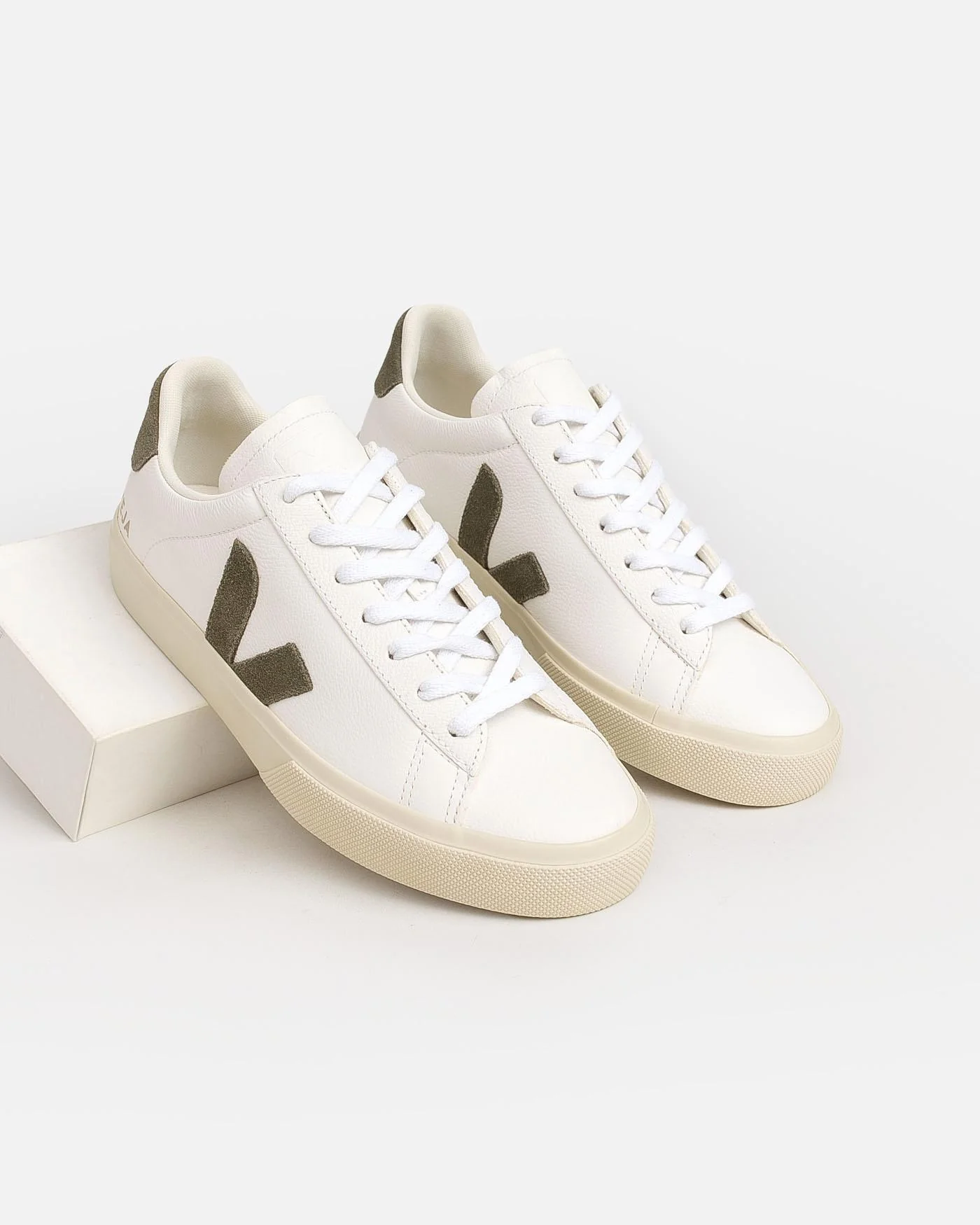 Zapatillas Veja Campo Leather Extra White Kakhi - Image 12
